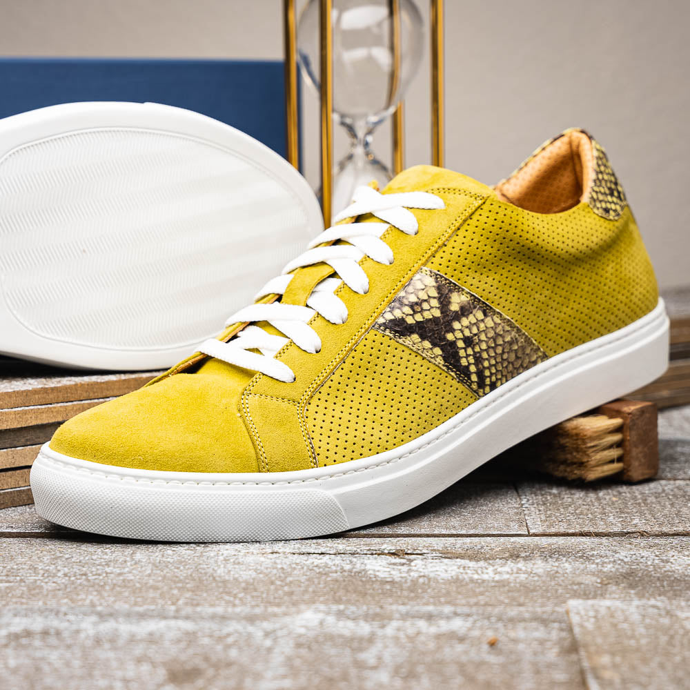 Zelli Olympias Python & Suede Goatskin Sneakers Chartreuse (66-100-CHR)
