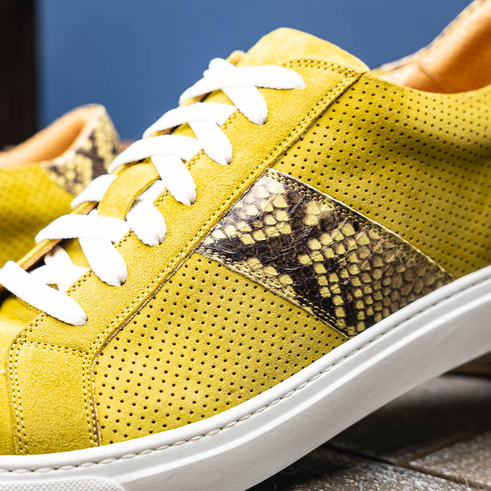 Zelli Olympias Python & Suede Goatskin Sneakers Chartreuse