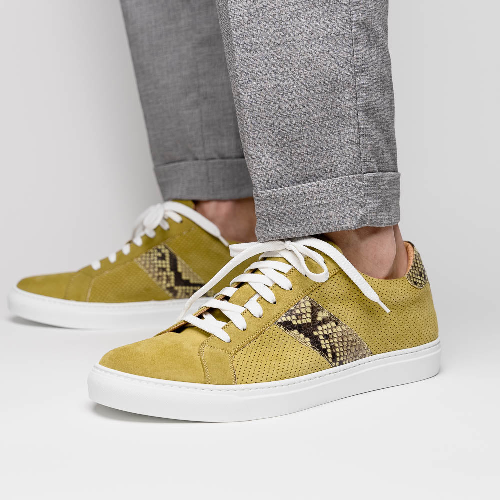 Zelli Olympias Python & Suede Goatskin Sneakers Chartreuse (66-100-CHR)