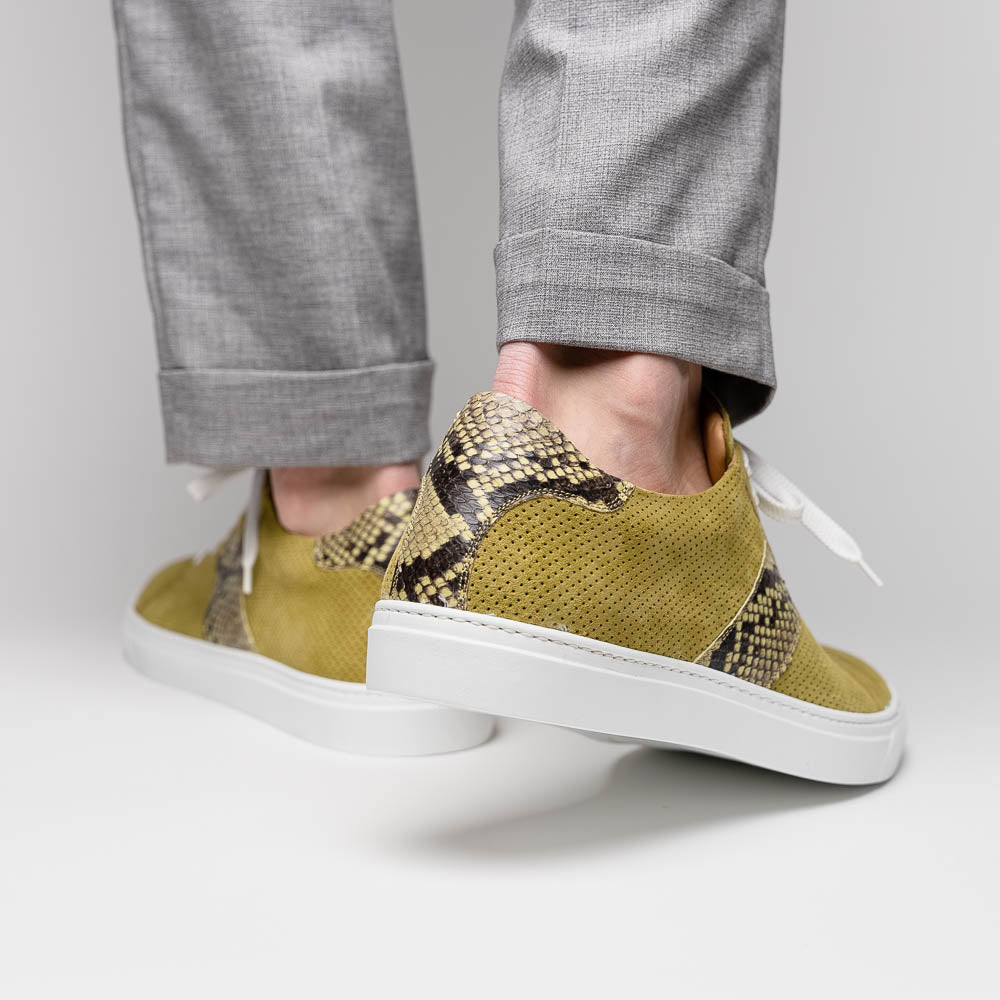 Zelli Olympias Python & Suede Goatskin Sneakers Chartreuse (66-100-CHR)