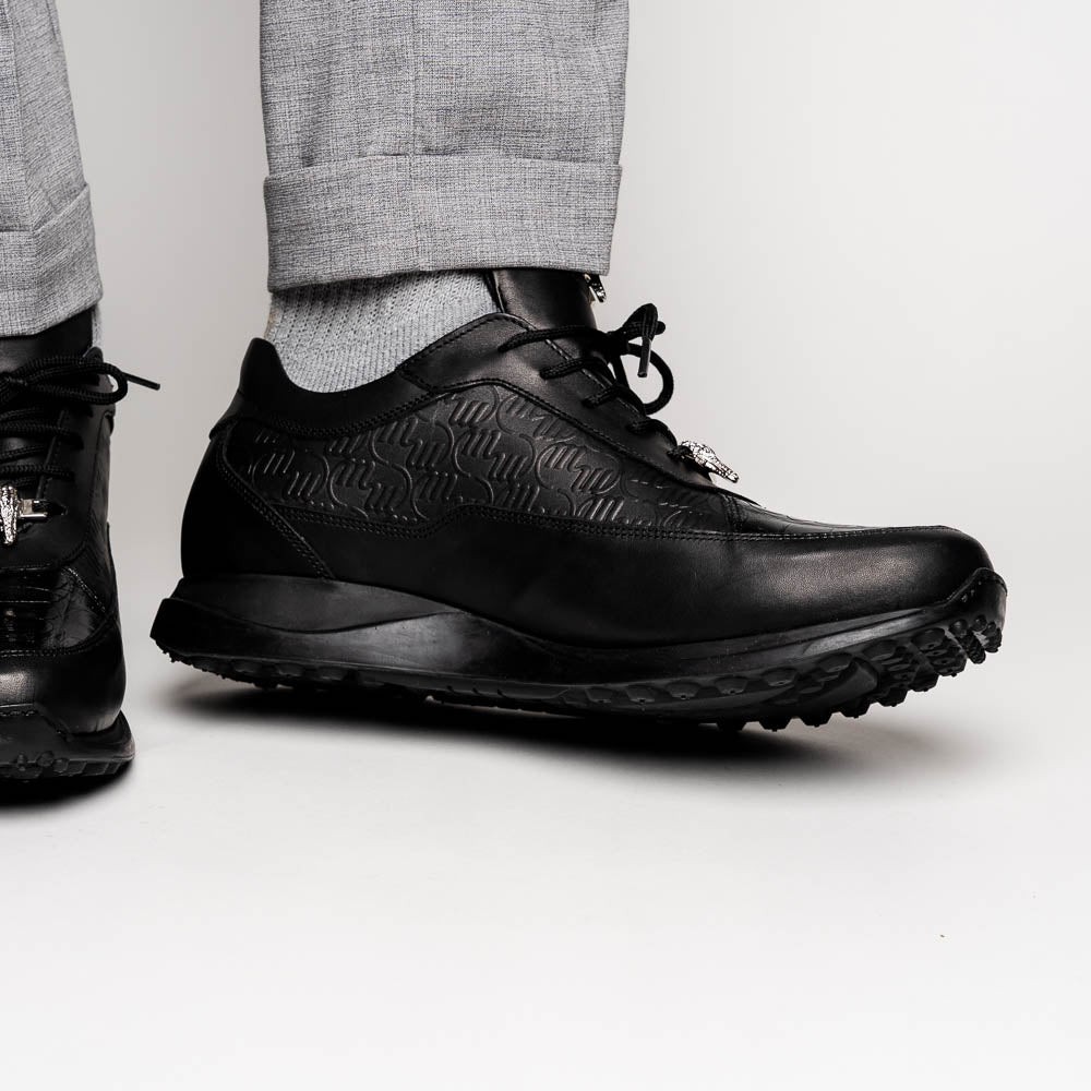 Mauri 8900-2 Classic Crocodile & Calfskin Black | MensDesignerShoe.com