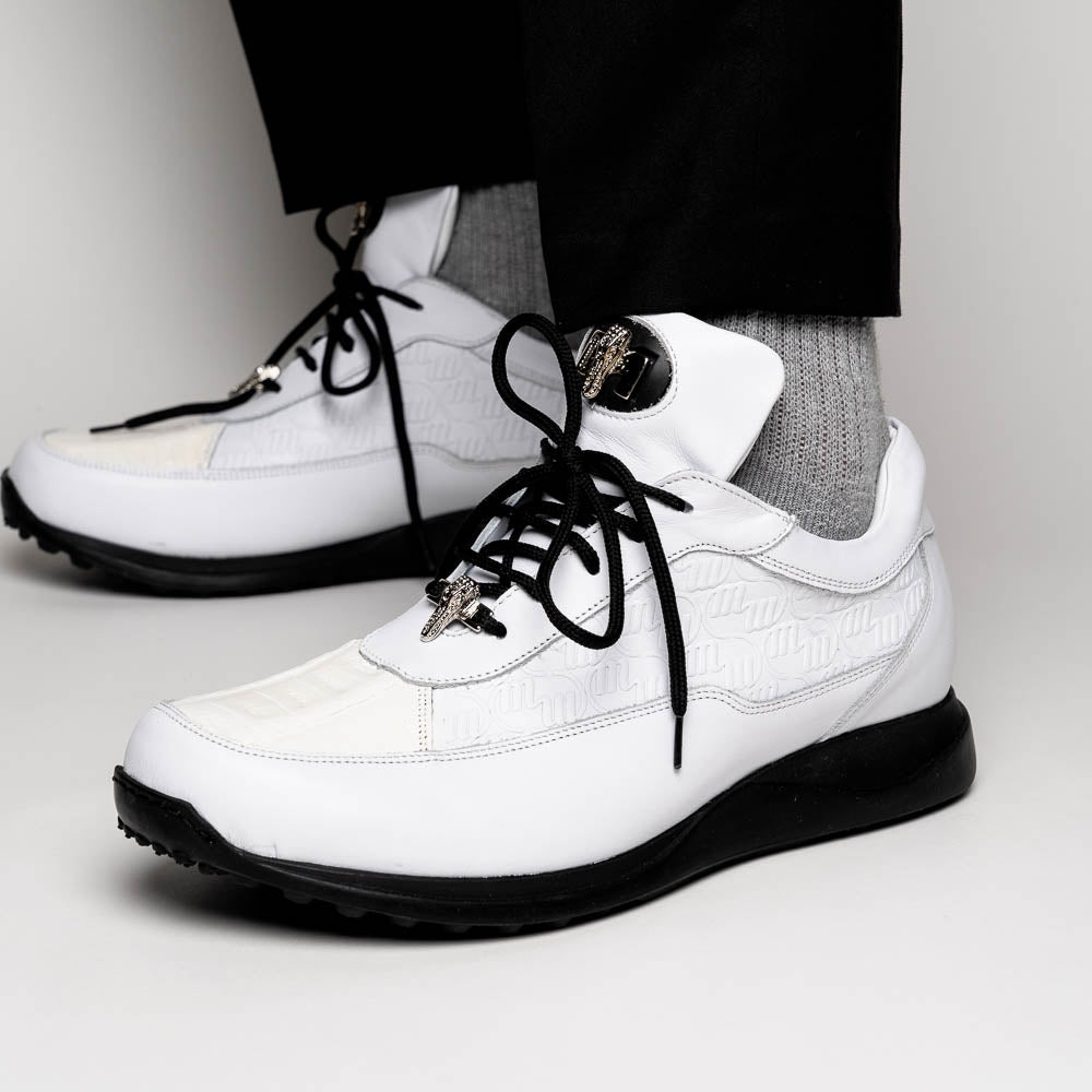 Mauri 8900/2 Baby Crocodile / Embossed Nappa Sneakers White (Special Order)