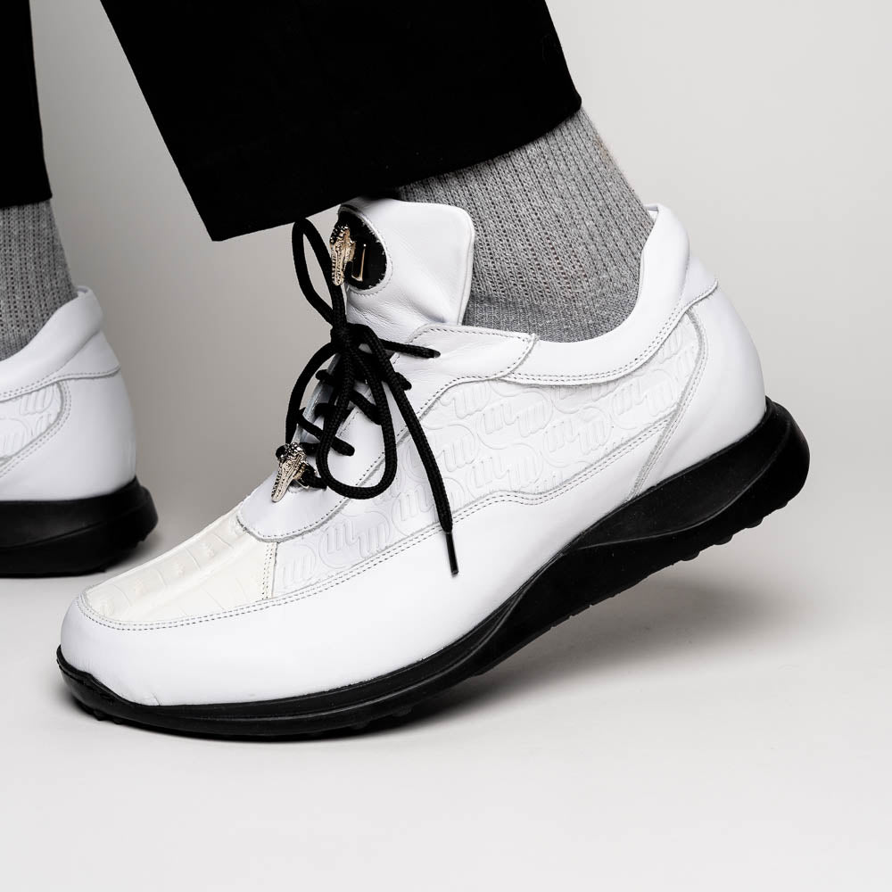 Mauri 8900/2 Baby Crocodile / Embossed Nappa Sneakers White (Special Order)