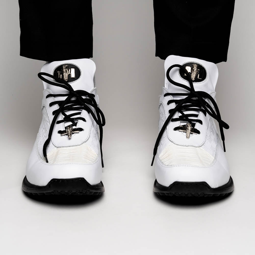Mauri 8900/2 Baby Crocodile / Embossed Nappa Sneakers White (Special Order)
