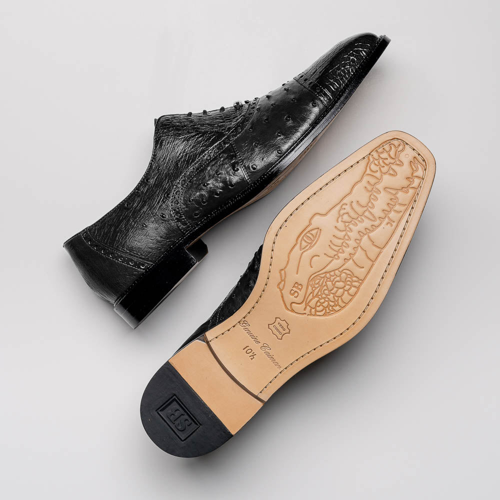 Belvedere Onesto II Ostrich/Crocodile Shoes Black (1419)