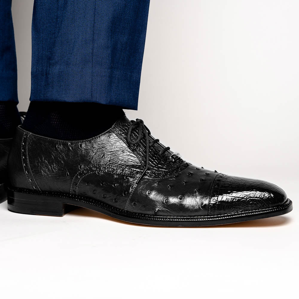 Belvedere Onesto II Ostrich/Crocodile Shoes Black (1419)