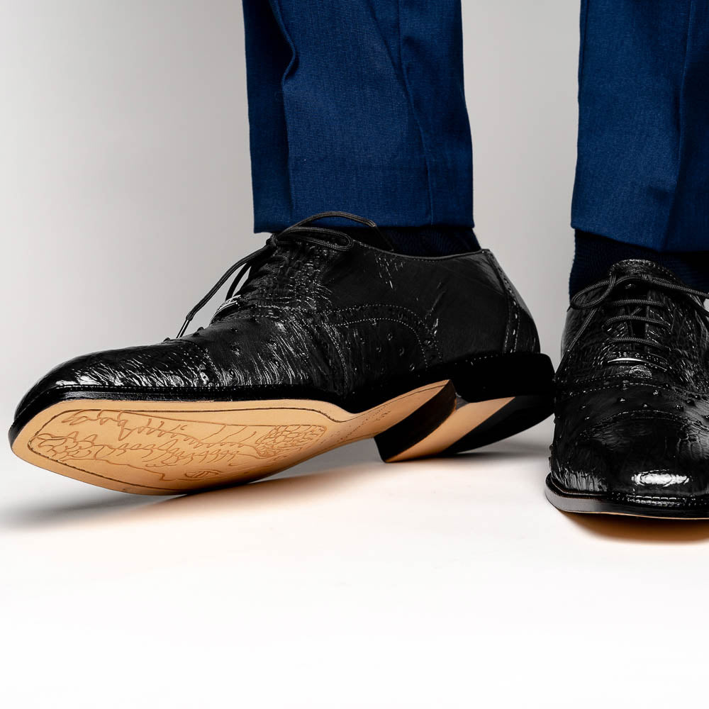 Belvedere Onesto II Ostrich/Crocodile Shoes Black (1419)