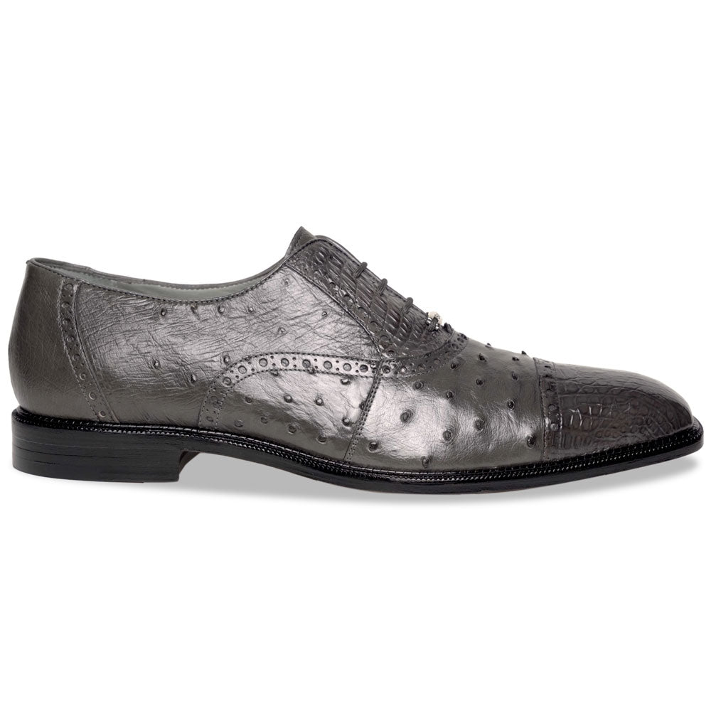 Belvedere Onesto II Ostrich/Crocodile Shoes Gray