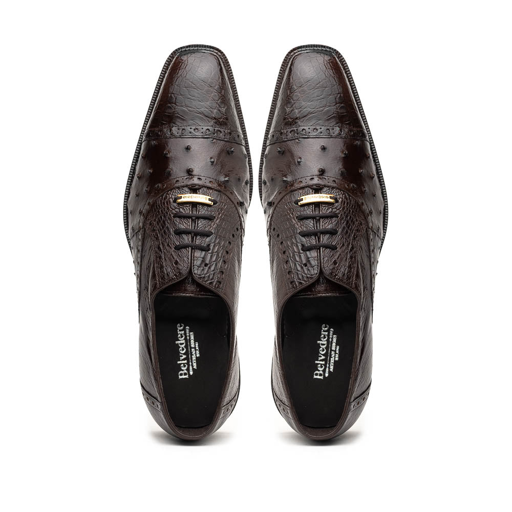Belvedere Onesto II Ostrich/Crocodile Shoes Brown (1419)