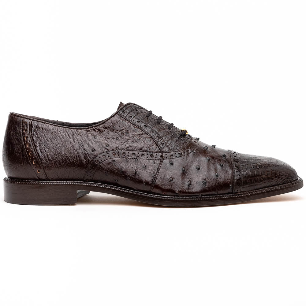 Belvedere Onesto II Ostrich/Crocodile Shoes Brown