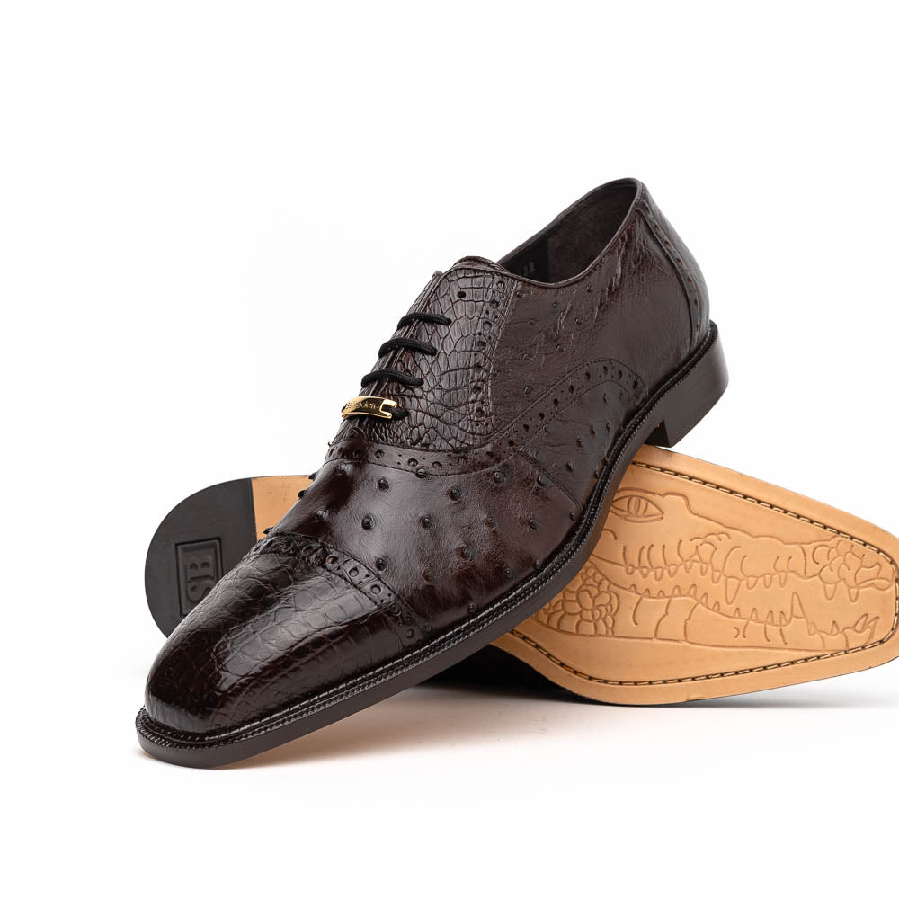 Belvedere Onesto II Ostrich/Crocodile Shoes Brown (1419)
