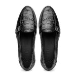 Zelli Orlando Crocodile Monk Strap Shoes Black