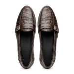 Zelli Orlando Crocodile Monk Strap Shoes Nicotine
