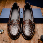 Zelli Orlando Crocodile Monk Strap Shoes Nicotine