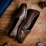 Zelli Orlando Crocodile Monk Strap Shoes Nicotine
