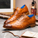 Belvedere Orlando Genuine Ostrich Quill Shoes Antique Peanut V1 (D01)