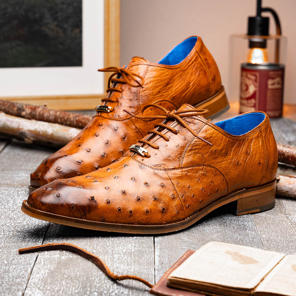 Belvedere Orlando Genuine Ostrich Quill Shoes Antique Peanut V1 (D01)