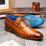 Belvedere Orlando Genuine Ostrich Quill Shoes Antique Peanut V1 (D01)