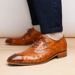 Belvedere Orlando Genuine Ostrich Quill Shoes Antique Peanut V1 (D01)