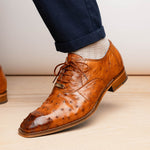 Belvedere Orlando Genuine Ostrich Quill Shoes Antique Peanut V1 (D01)