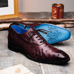 Belvedere Orlando Genuine Ostrich Quill Shoes Antique Dark Burgundy V1 (D01)