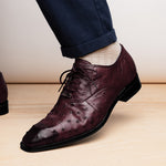 Belvedere Orlando Genuine Ostrich Quill Shoes Antique Dark Burgundy V1 (D01)