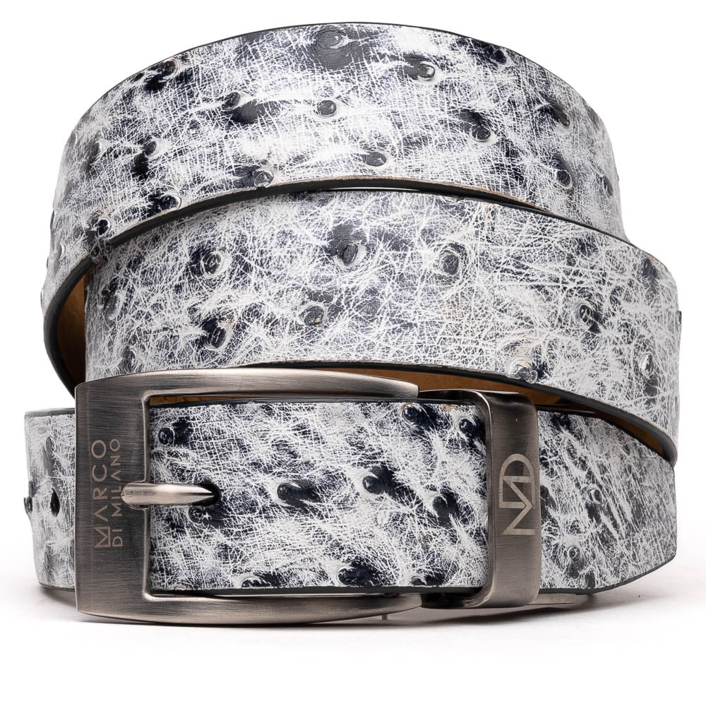 Marco Di Milano Ostrich Quill Belt Antique Newspaper