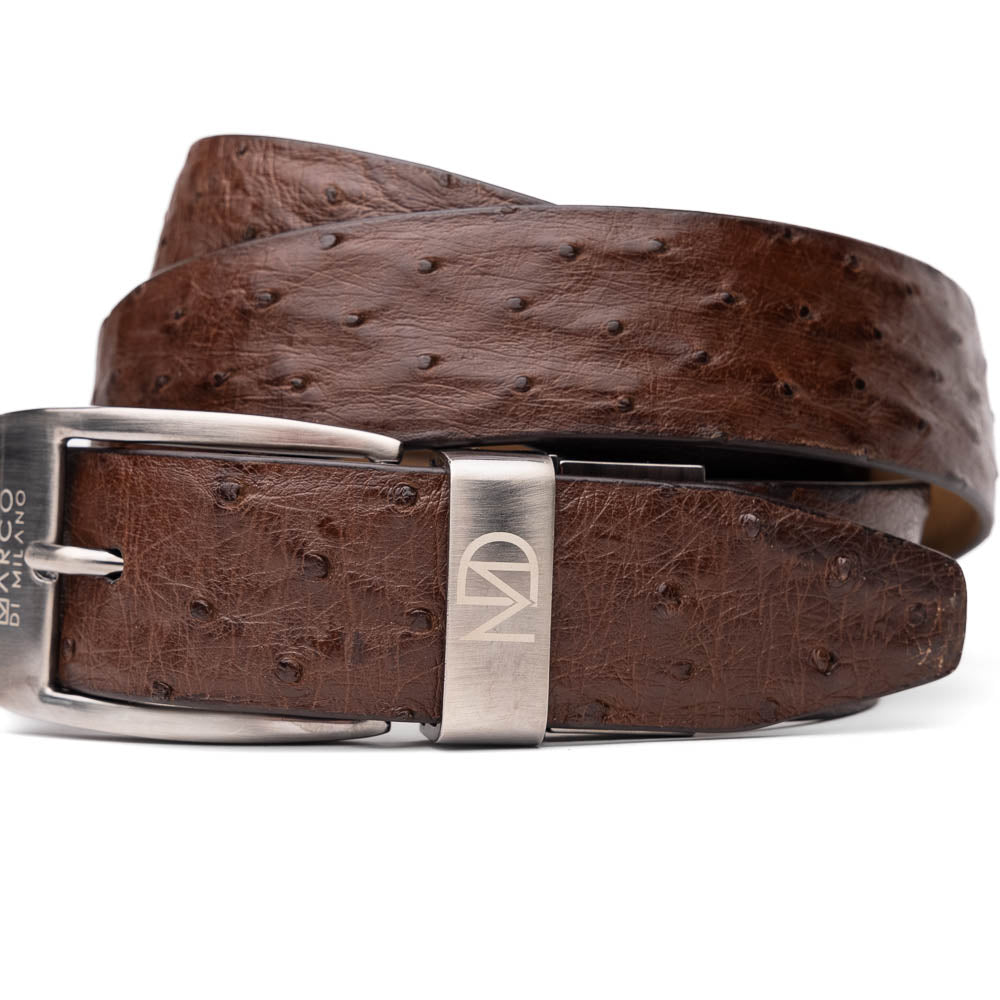 Marco Di Milano Ostrich Quill Belt Brown
