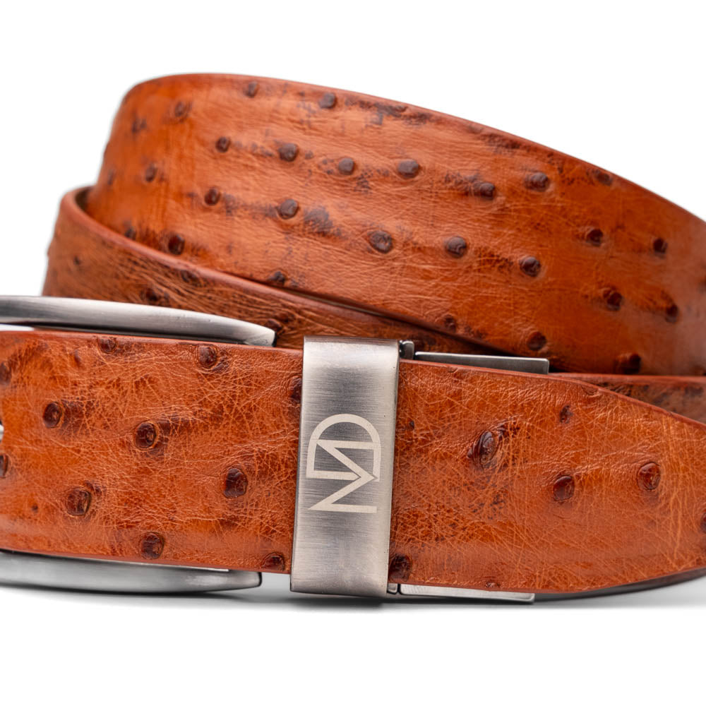 Marco Di Milano Ostrich Quill Belt Cognac