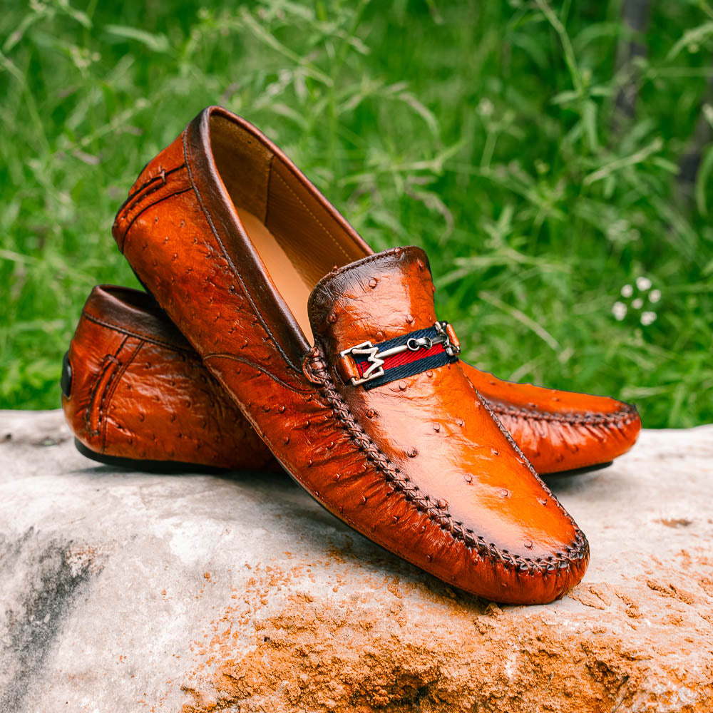 Mezlan Ostrich Driving Shoe Brandy (Exclusive) (RX7041-S)