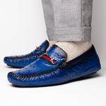 Mezlan Ostrich Driving Shoe Jeans (Exclusive) (RX7041-S)