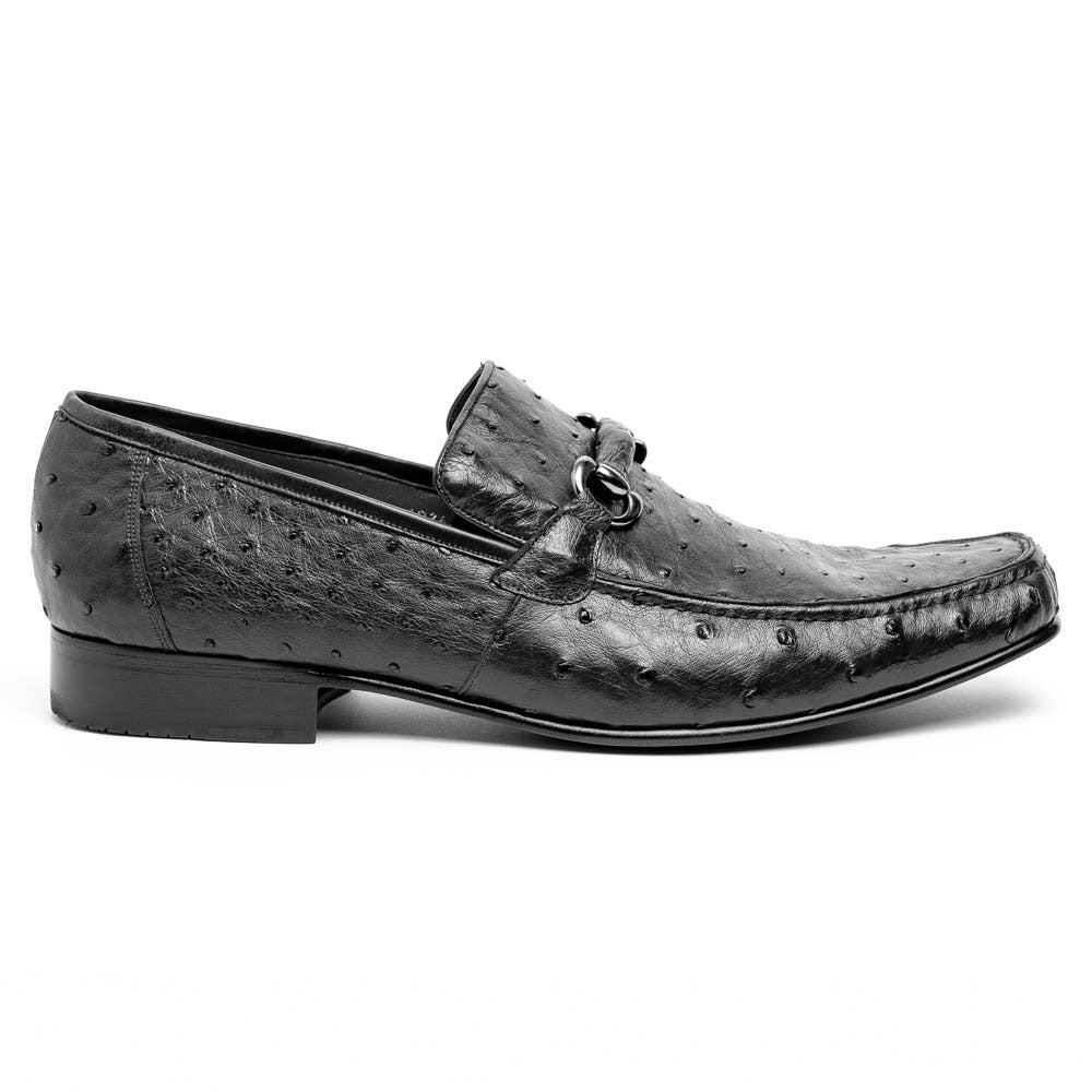 Los Altos Ostrich Quill Bit Loafers Black