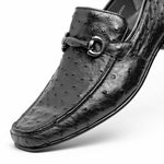Los Altos Ostrich Quill Bit Loafers Black