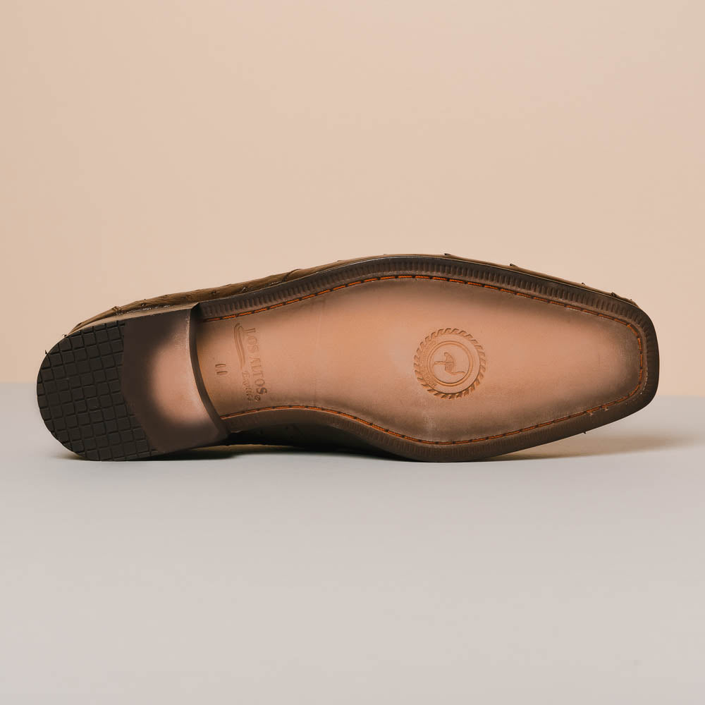 Los Altos Ostrich Quill Bit Loafers Brown