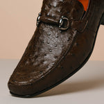 Los Altos Ostrich Quill Bit Loafers Brown