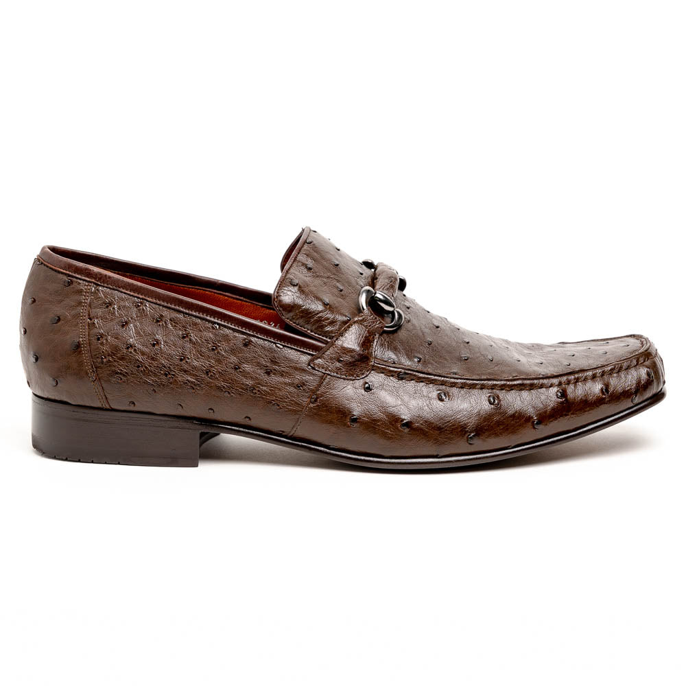 Los Altos Ostrich Quill Bit Loafers Brown