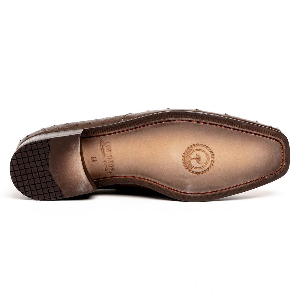 Los Altos Ostrich Quill Bit Loafers Brown