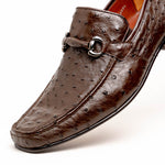 Los Altos Ostrich Quill Bit Loafers Brown
