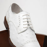 Calzoleria Toscana Ripi Baby Alligator & Ostrich Cap Toe White
