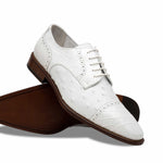 Calzoleria Toscana Ripi Baby Alligator & Ostrich Cap Toe White
