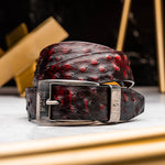 Marco Di Milano Ostrich Quill Belt Black Cherry