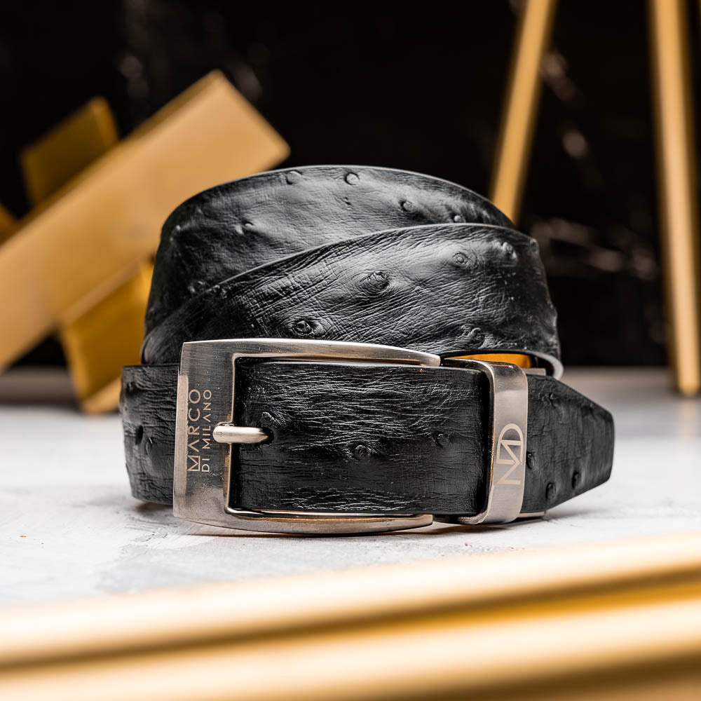 Marco Di Milano Ostrich Quill Belt Black