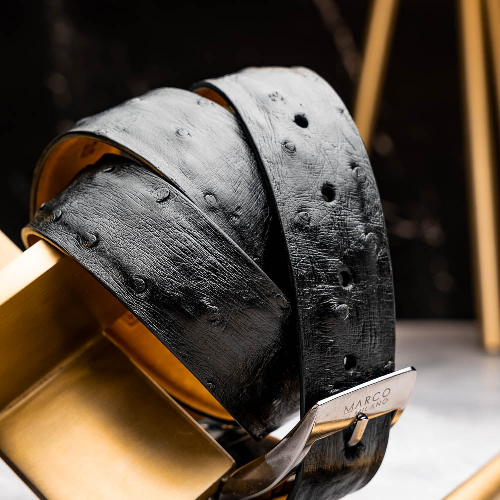 Marco Di Milano Ostrich Quill Belt Black