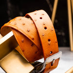 Marco Di Milano Ostrich Quill Belt Brandy