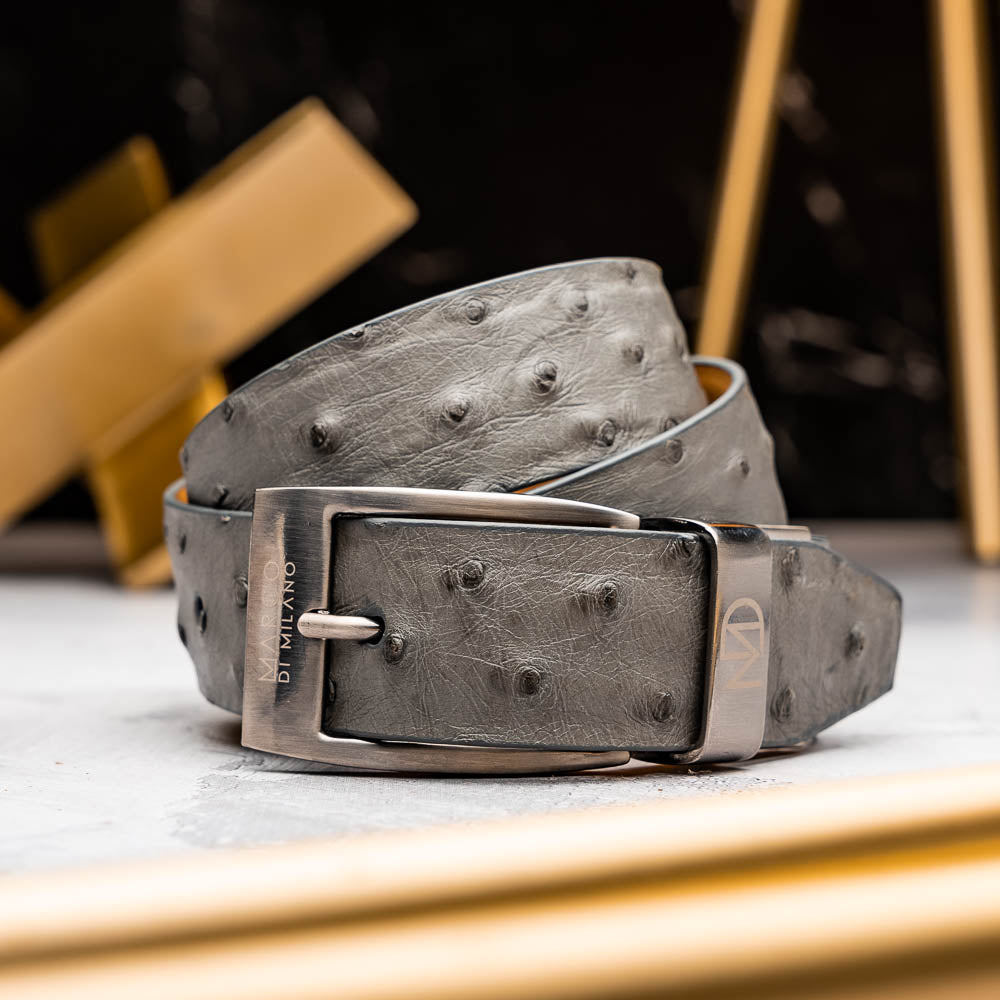 Marco Di Milano Ostrich Quill Belt Grey