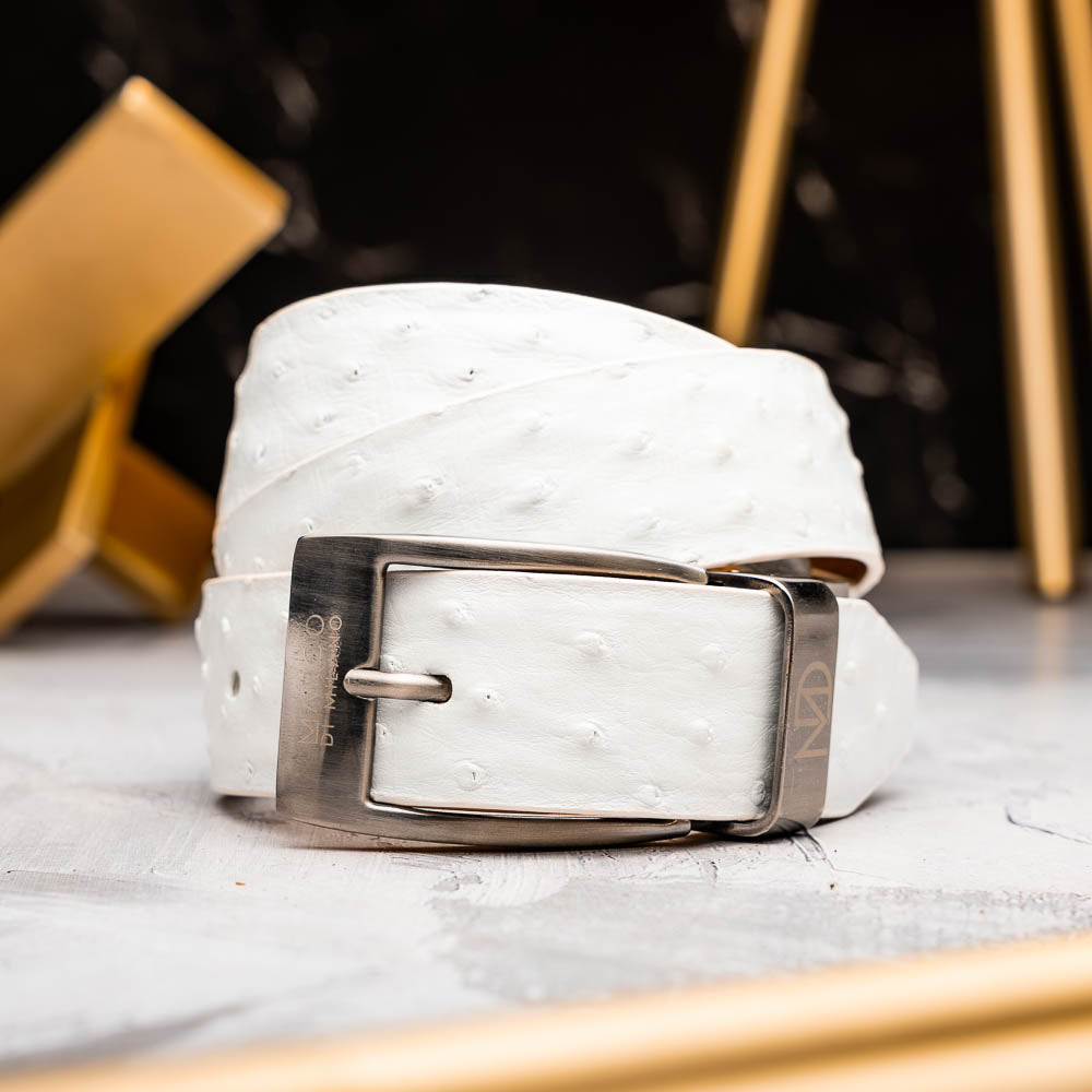 Marco Di Milano Ostrich Quill Belt White