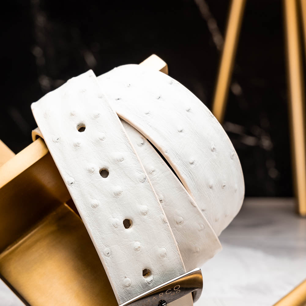 Marco Di Milano Ostrich Quill Belt White