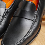 Santoni Paine M1 Penny Loafer Shoes Black