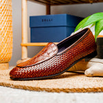 Zelli Crocodile Basketweave Loafer Cognac