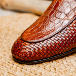 Zelli Crocodile Basketweave Loafer Cognac